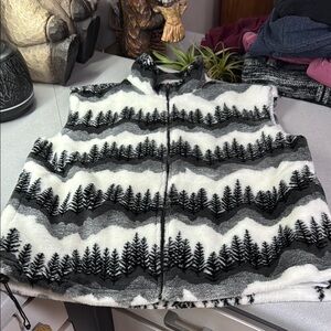 Cozy Fleece Vest with Forest Print